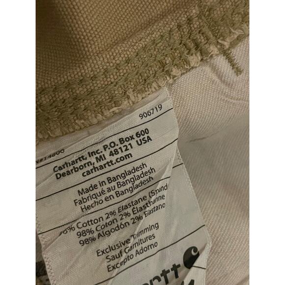 Carhartt Pants Mens 33x34 Tan Rugged Flex Relaxed Fit Canvas Work Pant Carpenter - Picture 9 of 14